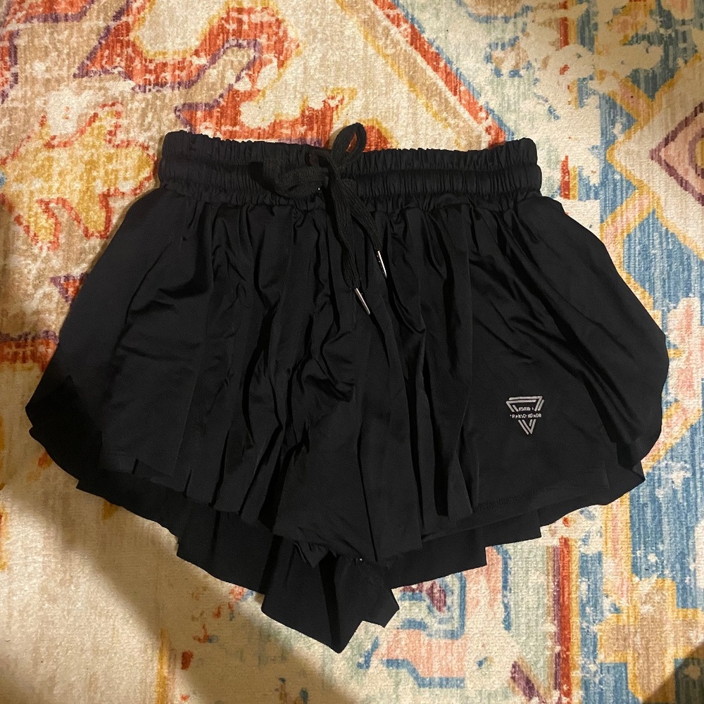Black Flowy Athletic Shorts